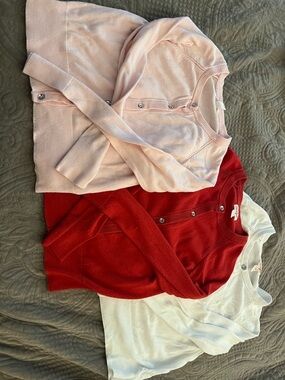 Cat & Jack Girls' Button-Front Sweater Set - Pink, Red, White Set of 3